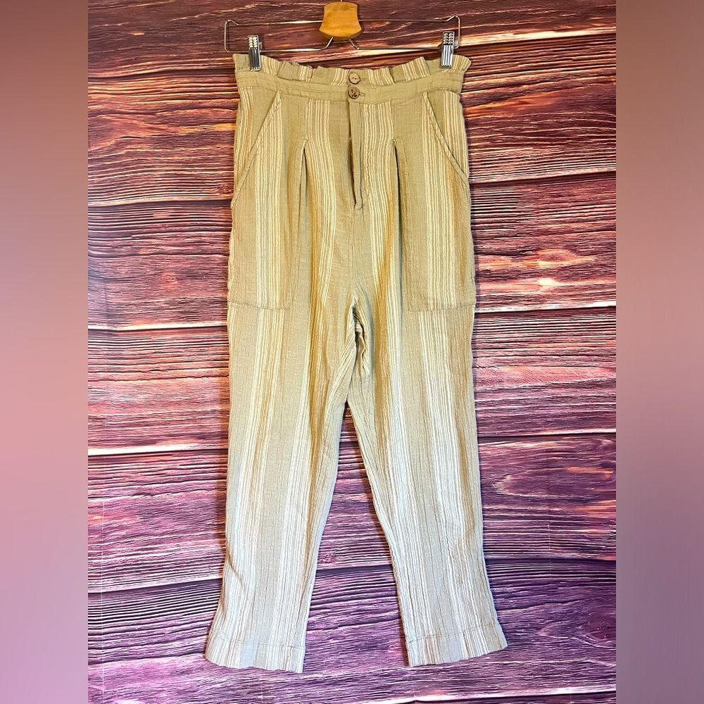 Free People Green Semi Sweet Striped Pants. Size Small.